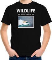 Dieren foto t-shirt IJsbeer - zwart - kinderen - wildlife of the world - cadeau shirt IJsberen liefhebber XS (110-116)