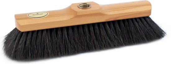 Bruin gelakte zachte binnen bezemkop met zwart paardenhaar 32 cm - kamerbezems/binnen bezems van Weco — afbeelding 3