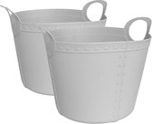 Set van 2x stuks flexibele kuip emmer/wasmand wit 40 liter - Speelgoed opbergmanden
