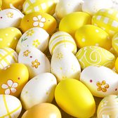 40x Servetten Pasen thema gele en witte eieren 33 x 33 cm - Paasontbijt tafeldecoratie servetjes