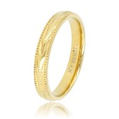 My Bendel - Ring goud met blad motief - 3 -5 mm - Gouden ring met blad bewerking - Met luxe cadeauverpakking