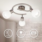 B.K.Licht - LED Plafondlamp - plafondspots met 3 lichtpunten - draaibar - met glazen kap - witte spotjes - woonkamer lamp - incl. lichtbronnen E14 - warm wit licht