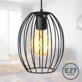 B.K.Licht - Metalen Hanglamp - zwart - voor binnen - industriële - met 1 lichtpunt - eetkamer - slaapkamer - pendellamp -  l:115cm - E27 fitting - excl. lichtbron