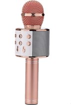 Karaoke Microfoon - Rosé Goud - Draadloos - Karaoke Set - Bluetooth - USB - Speaker - Stemvervormer - LED Verlichting - Geschikt voor Android & iOS
