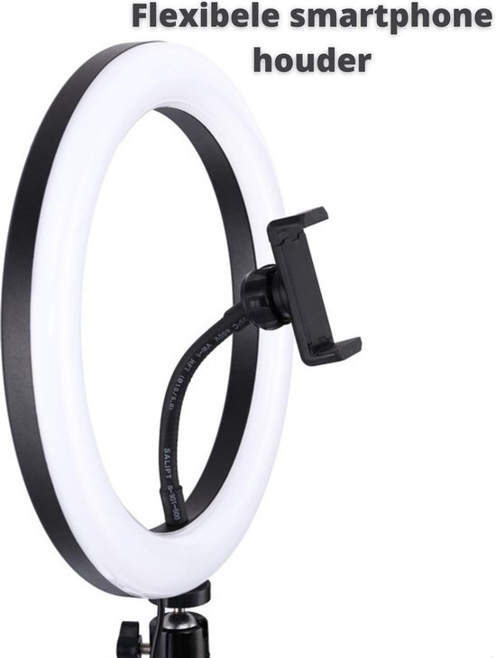 REVIR® LED Ringlamp met Statief 220 CM - Led Ringlamp USB - 10 inch/26 CM- 3 Lichtstanden - Tiktok / Ringlight / Studiolamp - REVIR