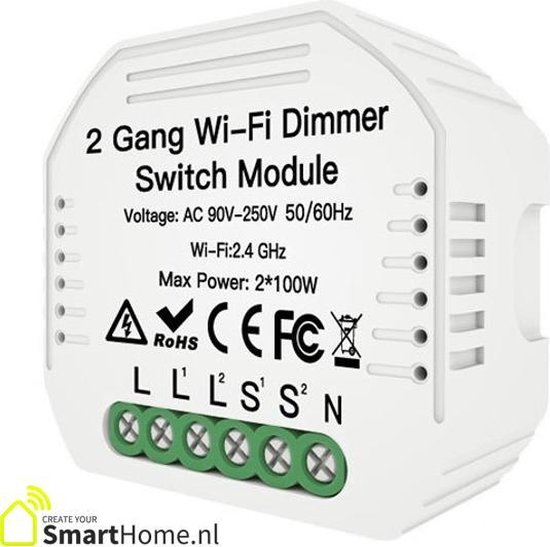 Smart Home Inbouw dimmer module - dubbel - Wifi - LED - Halogeen | bol.com