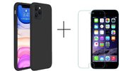iPhone 11 pro hoesje zwart - iPhone 11 pro siliconen case - hoesje Apple iPhone 11 pro zwart – iPhone 11 pro hoesjes cover hoes - telefoonhoes iPhone 11 pro - 1x screenprotector iP