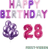 28 jaar Verjaardag Versiering Ballon Pakket Pastel & Roze