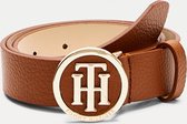 Tommy Hilfiger - TH round buckle belt 3.0 - leren dames riem - cognac - TW 90