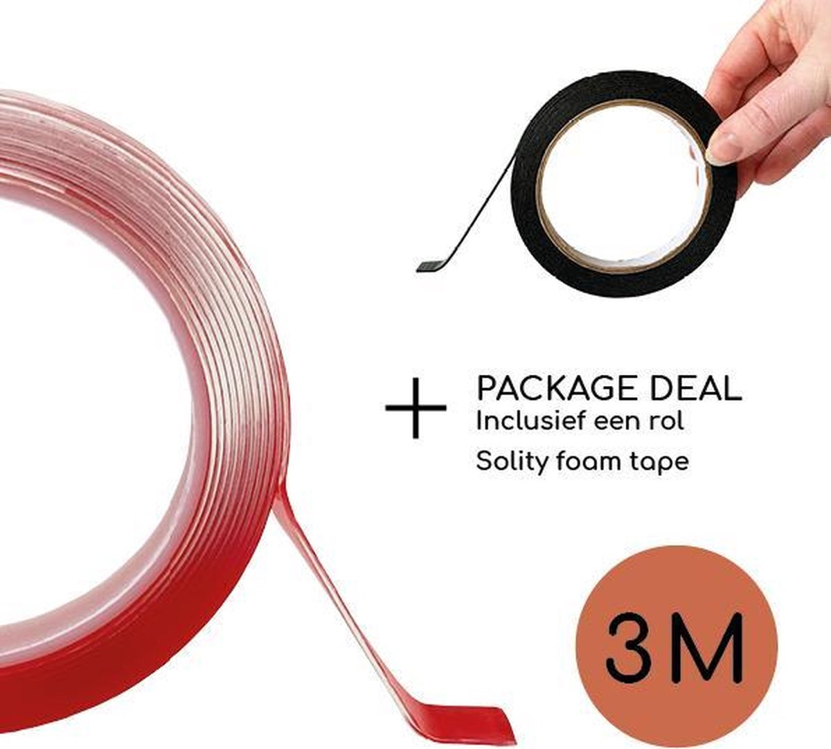 SOLITY® 2x Dubbelzijdige Montagetape - Dubbelzijdig Plakband - Extra Sterk - Inclusief Extra’s - Transparant - 3m x 10mm - Packagedeal - SOLITY