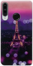 ADEL Siliconen Back Cover Softcase Hoesje Geschikt voor Huawei P30 Lite - Parijs Eiffeltoren