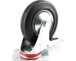Set van 4 zwenkwielen (transportwielen) 75mm | 2x met en 2x zonder Rem | Draagvermogen 4x50kg | Bevestigingsplaat 70x59mm | Hoogte 94mm