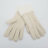 Warme dames handschoenen wit - Deels wol met voering en imitatiebont- Winter handschoenen fietsen, wandelen |Sporten| Sinterklaas cadeau| Kerstcadeau| Feestdagen