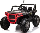 2-Persoons Beach buggy| Elektrische kinderauto | kind Accu auto UTV BOM! 24V Rubberen banden, Leren zitjes en Afstandsbediening (Zwart)