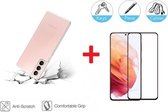 2-In-1 Screenprotector Hoesje Bescherming Protector Set Geschikt Voor Samsung Galaxy S21 (5G) - Full Cover 3D Edge Tempered Glass Screen Protector Siliconen Back Hoes Cover Case -