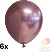 Chrome ballonnen, rose gold, 6 stuks, 30 cm