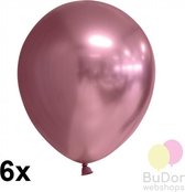 Chrome ballonnen, roze (mauve), 6 stuks, 30 cm
