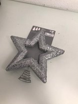 Kerstster - veel glitters - zilver - 30 cm hoog - kunststof