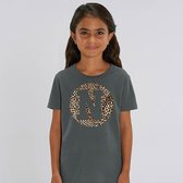 T-shirt met je eigen letter - Antraciet  - Letter M - Luipaard dessin