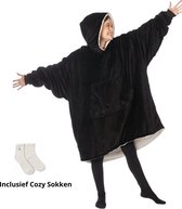 One Size Hoodie Blanket - Deken met mouwen - Sherpa - Zwart