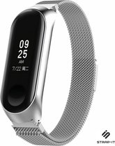 Milanees Smartwatch bandje - Geschikt voor Xiaomi Mi band 3 / 4 Milanese band - zilver - Strap-it Horlogeband / Polsband / Armband