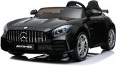 2 Persoons Mercedes Benz GTR AMG Elektrische kinderauto accu auto kind 12V met Lederzitje, Rubberen EVA wielen en Afstandsbediening (Metallic Zwart)