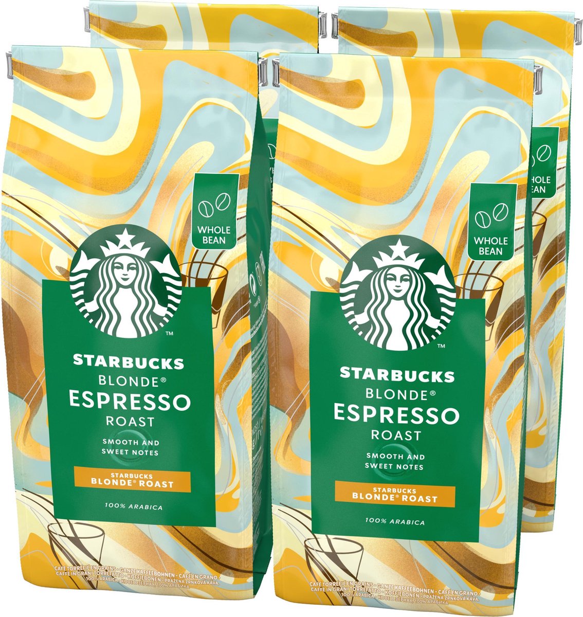 Starbucks Blonde Espresso Roast koffie - koffiebonen - 4 zakken à 450 gram
