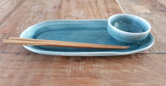 Gewend kleurstof Levendig POMAX- Eenpersoons Sushi servies set Audrey - 3 delig - Wintergroen |  bol.com
