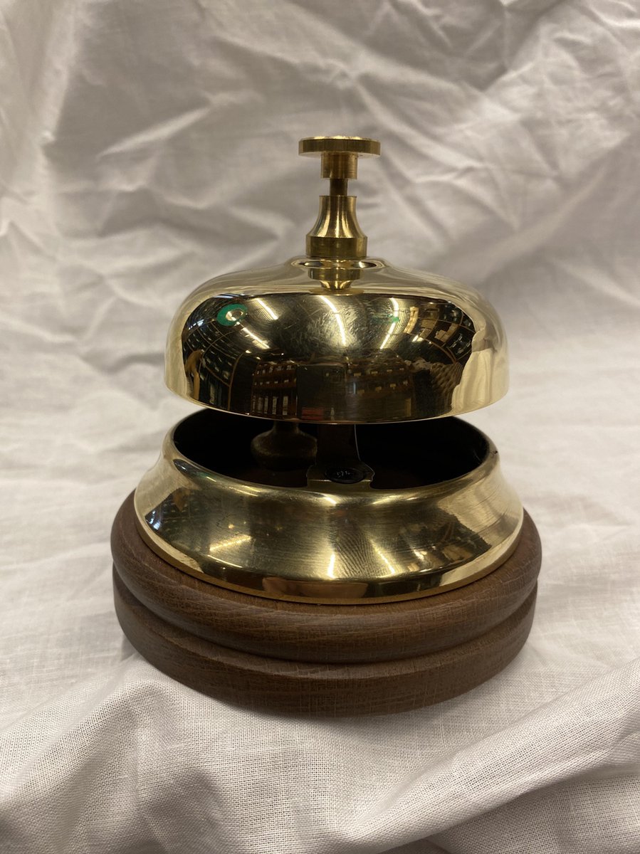 BALIEBEL - HOTELBEL - RECEPTIEBEL, Messing met houten voet