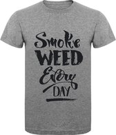 T-Shirt - Casual T-Shirt - Fun T-Shirt - Fun Tekst - Lifestyle T-Shirt - Mood - Wiet - Smoke Weed Severy Day - S.Grey - XXL