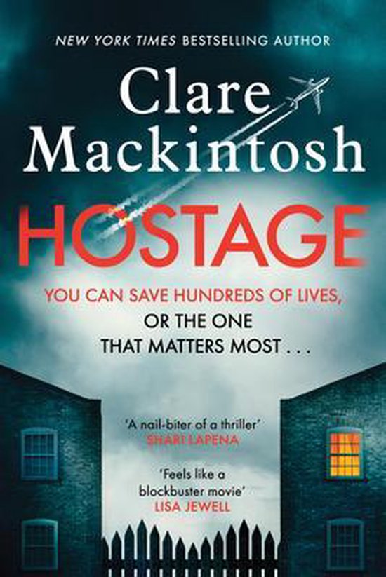 Boek "Hostage" van Clare Mackintosh. Thriller met vliegtuig en huizen.