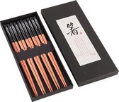 Chopsticks - Hout - Zwart - 5 paar - 22,5 cm - Japanse stijl - Sushi Giftset