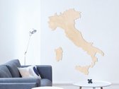 HOUTEN WANDDECORATIE / WOODEN WALL DECORATION - MUURDECORATIE / WALL ART - LANDKAART ITALIË / COUNTRY MAP ITALY - 84 x 100cm - LICHT HOUT / NATURAL WOOD - WANDFIGUUR ITALIA - TREND