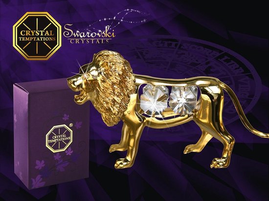 Lion plaqué or 24k carats avec cristaux Swarovski