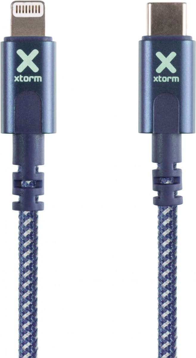 Xtorm Original 60W Gevlochten USB-C naar Lightning Kabel 1 Meter Blauw