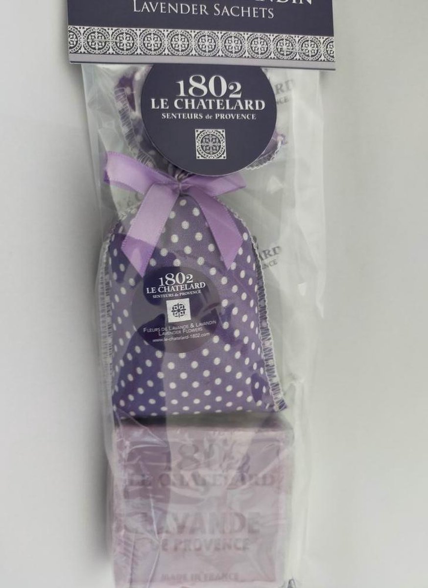 Geurzakje lavendel met Marseille lavendel zeep 100gr Franse handzeep - Marseillezeep Geurzakje voor kledingkast