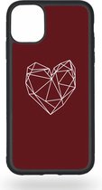 Geometric burgundy heart Telefoonhoesje - Apple iPhone 11