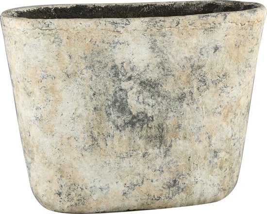 PTMD Charon cementen ruw crème grote pot ovaal maat in cm: 54 x 22 x 41 -  creme | bol.com