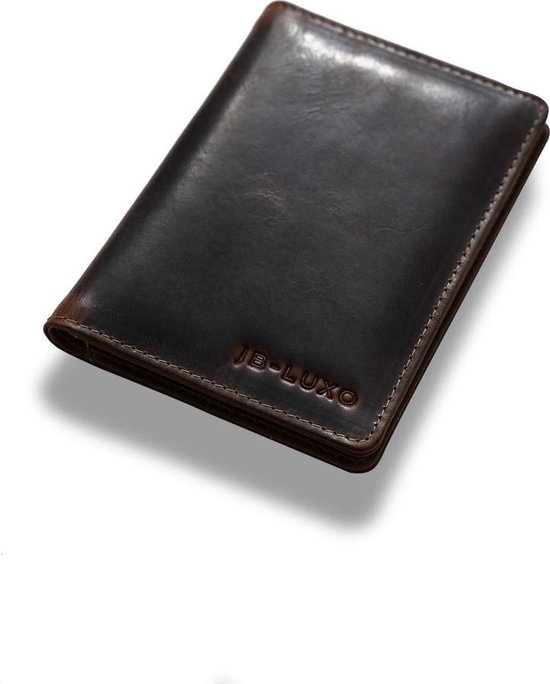 Jb-Luxo © - paspoorthouder - paspoort hoesje - paspoort hoesje leer - reisportemonnee - Leer - Cognac Donker - RFID