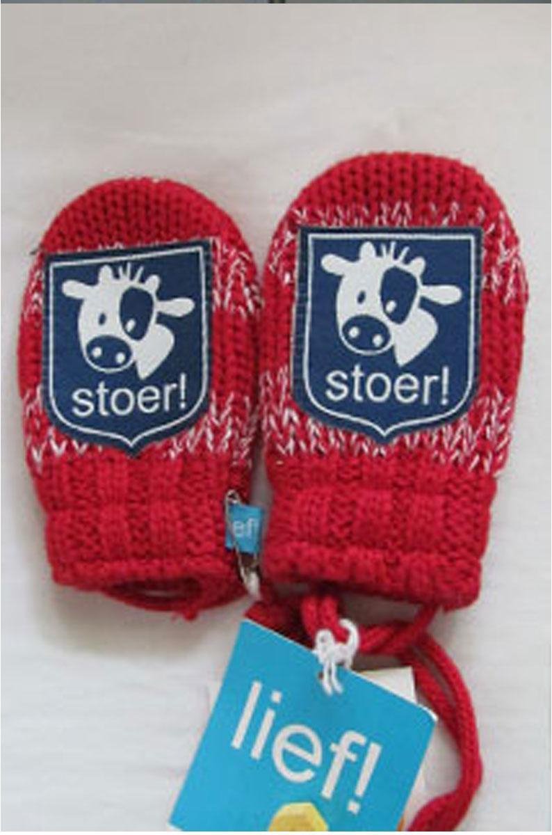 Stoer! wantjes rood gemleerd van Lief! 0-6mnd