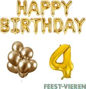 4 jaar Verjaardag Versiering Ballon Pakket Goud
