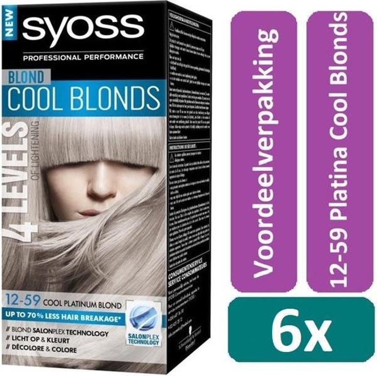 Syoss Colors 12-59 Platina Cool Blonds - Haarverf - 6 stuks - Voordeelverpakking