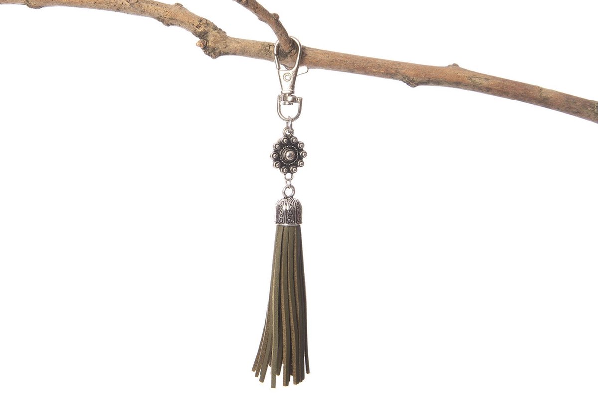 Madhura Bags Tassenhanger Zeeuwse Knoop Legergroen – Kwastje - PU - sleutelhanger