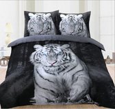 Cotton Club Dekbedovertrek-Lits Jumeaux -White Tiger- 240x200/220 +2 kussenslopen 60x70cm