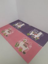 Roze en paarse placemats met een lama afbeelding- vier stuks