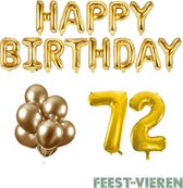 72 jaar Verjaardag Versiering Ballon Pakket Goud