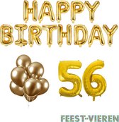 56 jaar Verjaardag Versiering Ballon Pakket Goud