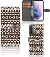 Bookcase Geschikt voor Samsung Galaxy S21 Plus Hoesje Aztec Brown