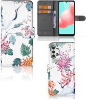 Telefoonhoesje Samsung Galaxy A32 5G Wallet Bookcase Bird Flowers