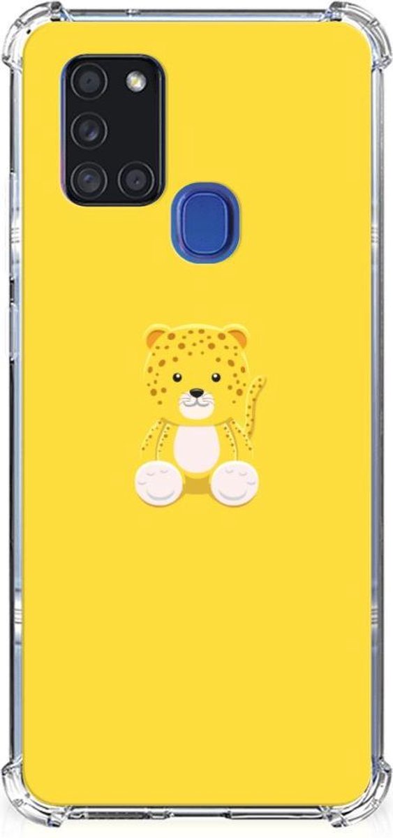 TPU Case Anti-Shock voor Samsung Galaxy A21s Stevig Bumper Hoesje Baby Leopard